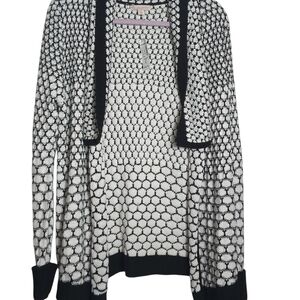 Est 1962 DressBarn Geometric Hexagon Pattern Open Cardigan Edgy Alternative Chic